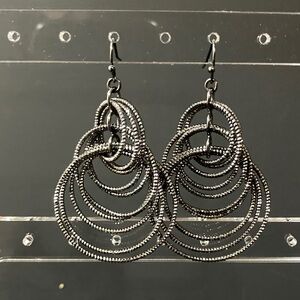 Sparkling multi-ring gunmetal grey chandelier Lia Sophia earrings